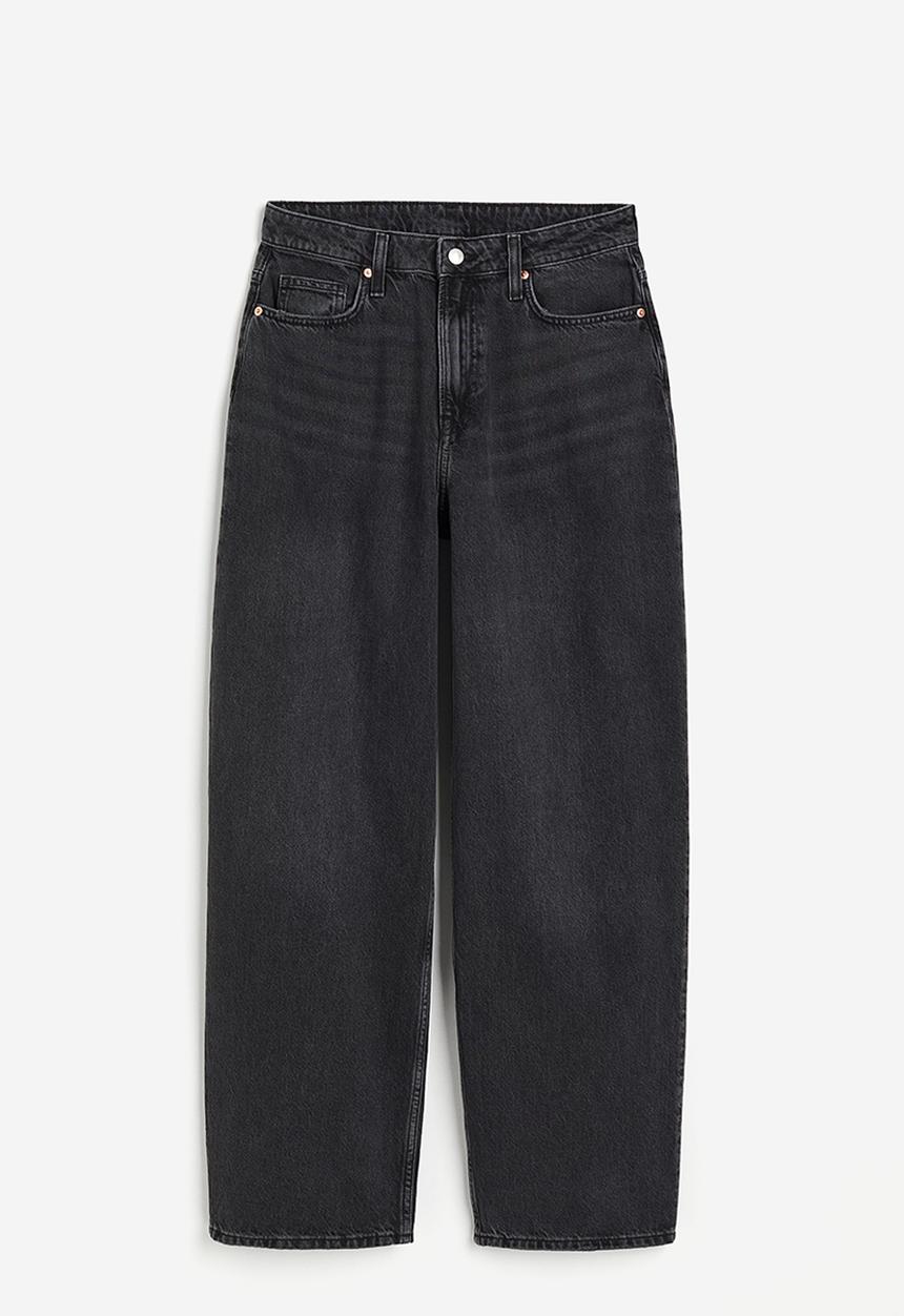 H&M - Curvy fit baggy high jeans - black