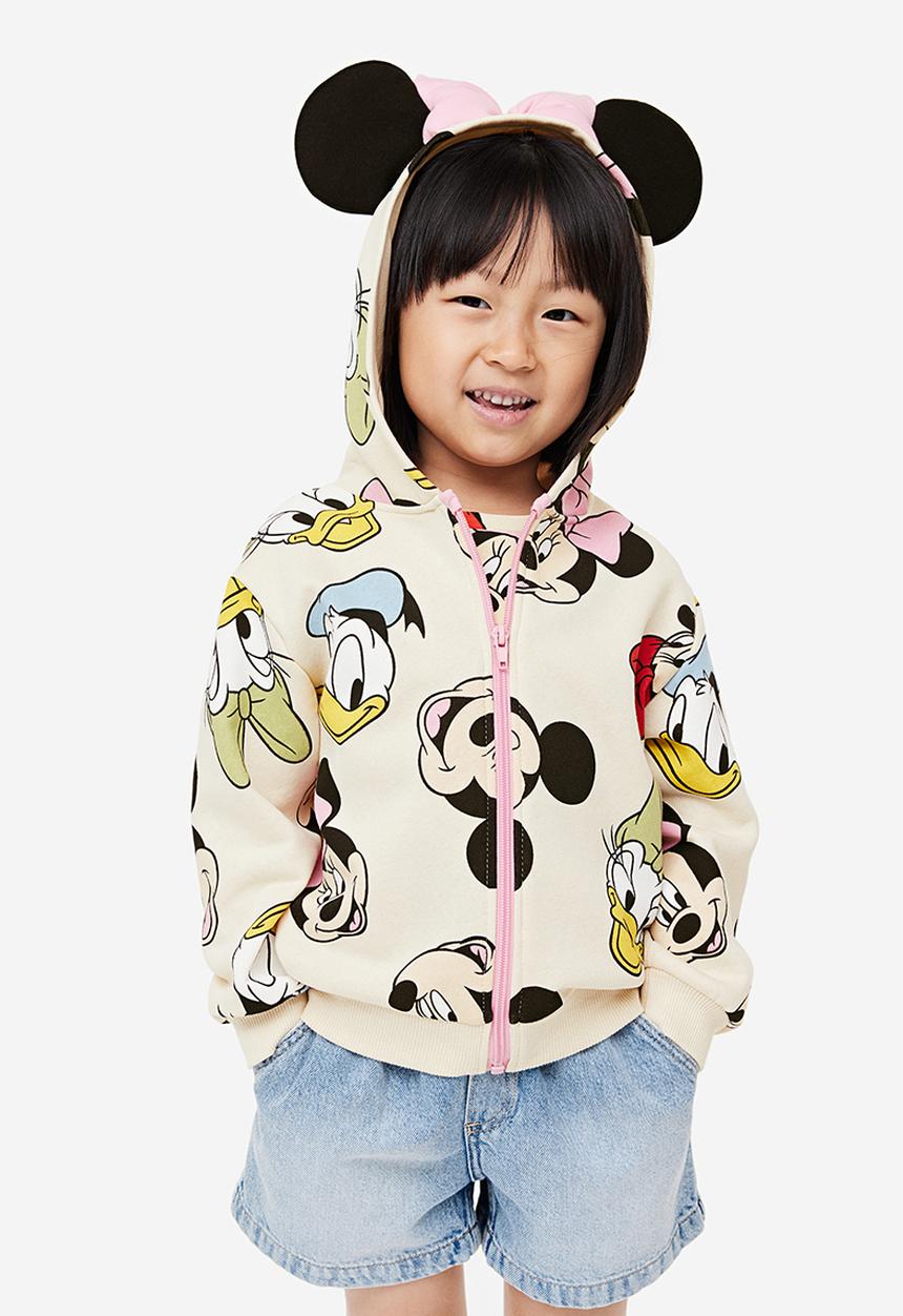 H&M - Printed zip-through hoodie - Light beige Minnie Mouse