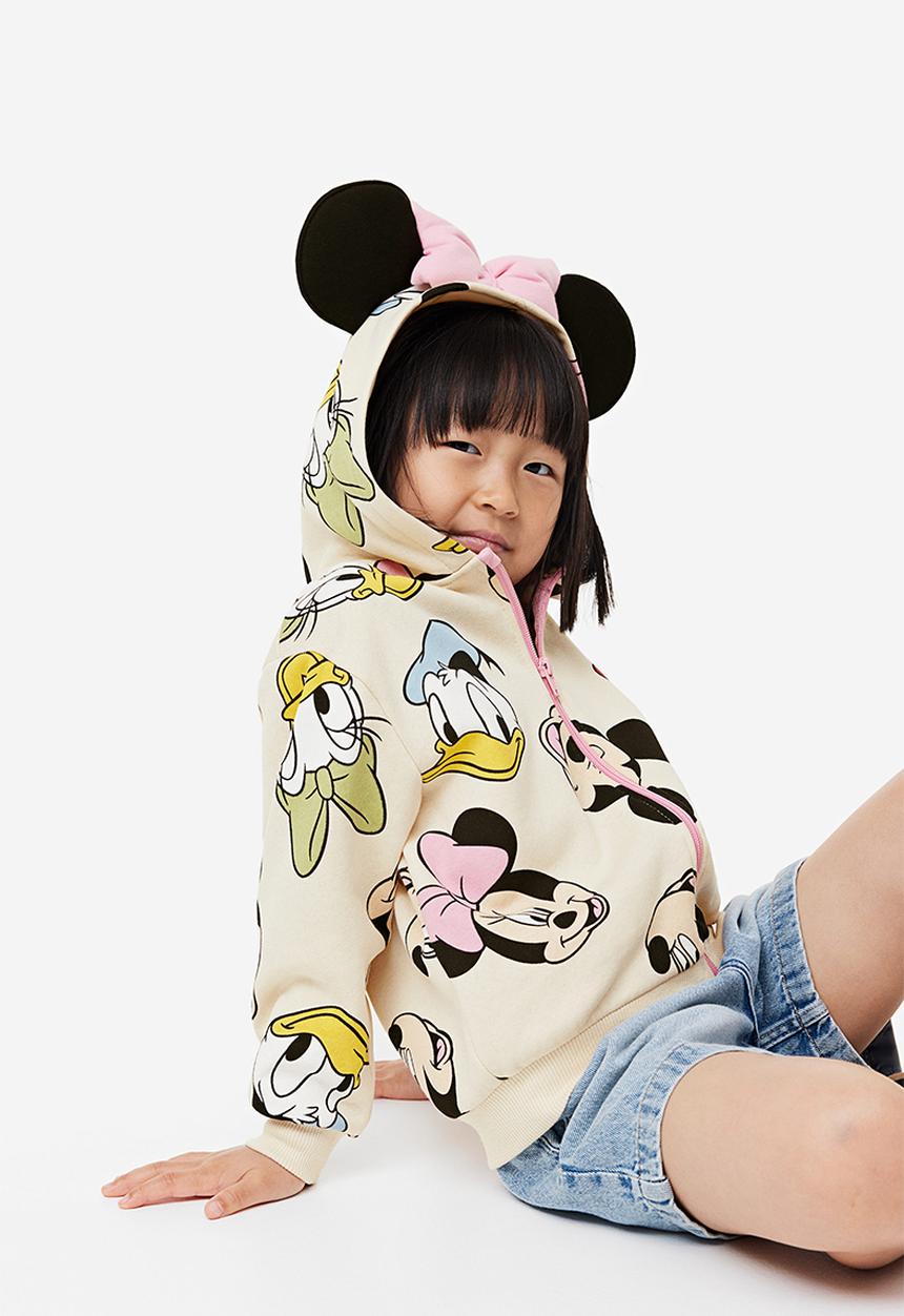 H&M - Printed zip-through hoodie - Light beige Minnie Mouse