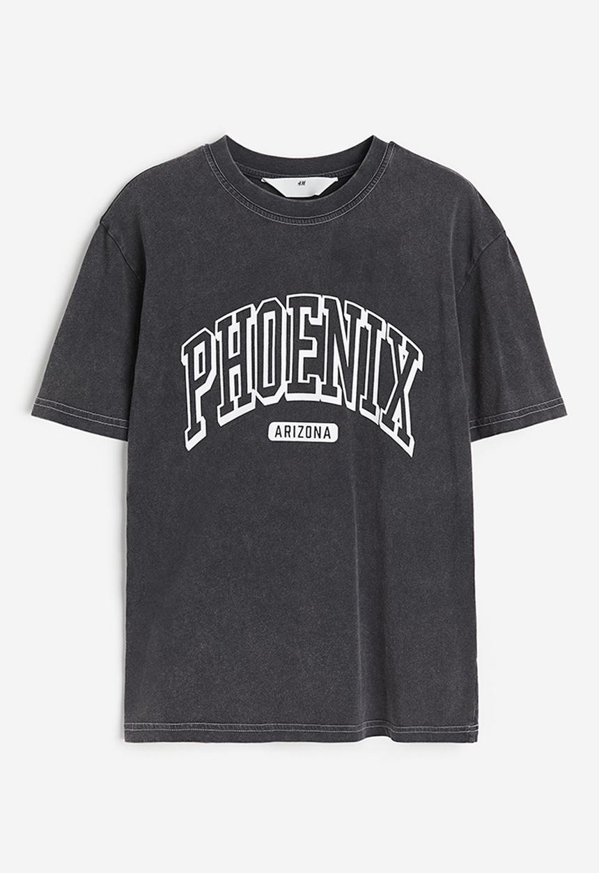 H&M - Printed jersey T-shirt - Dark grey Phoenix