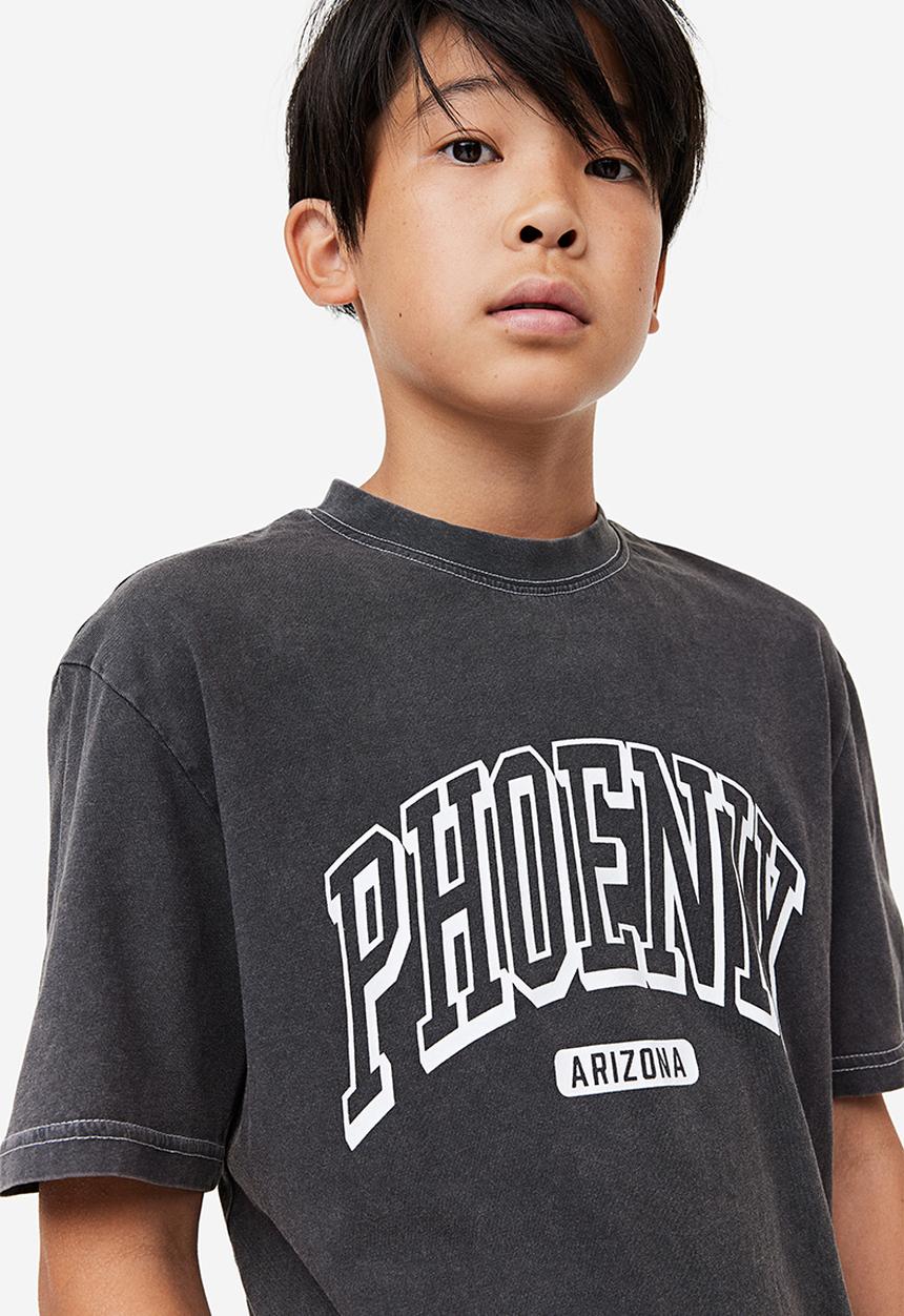 H&M - Printed jersey T-shirt - Dark grey Phoenix