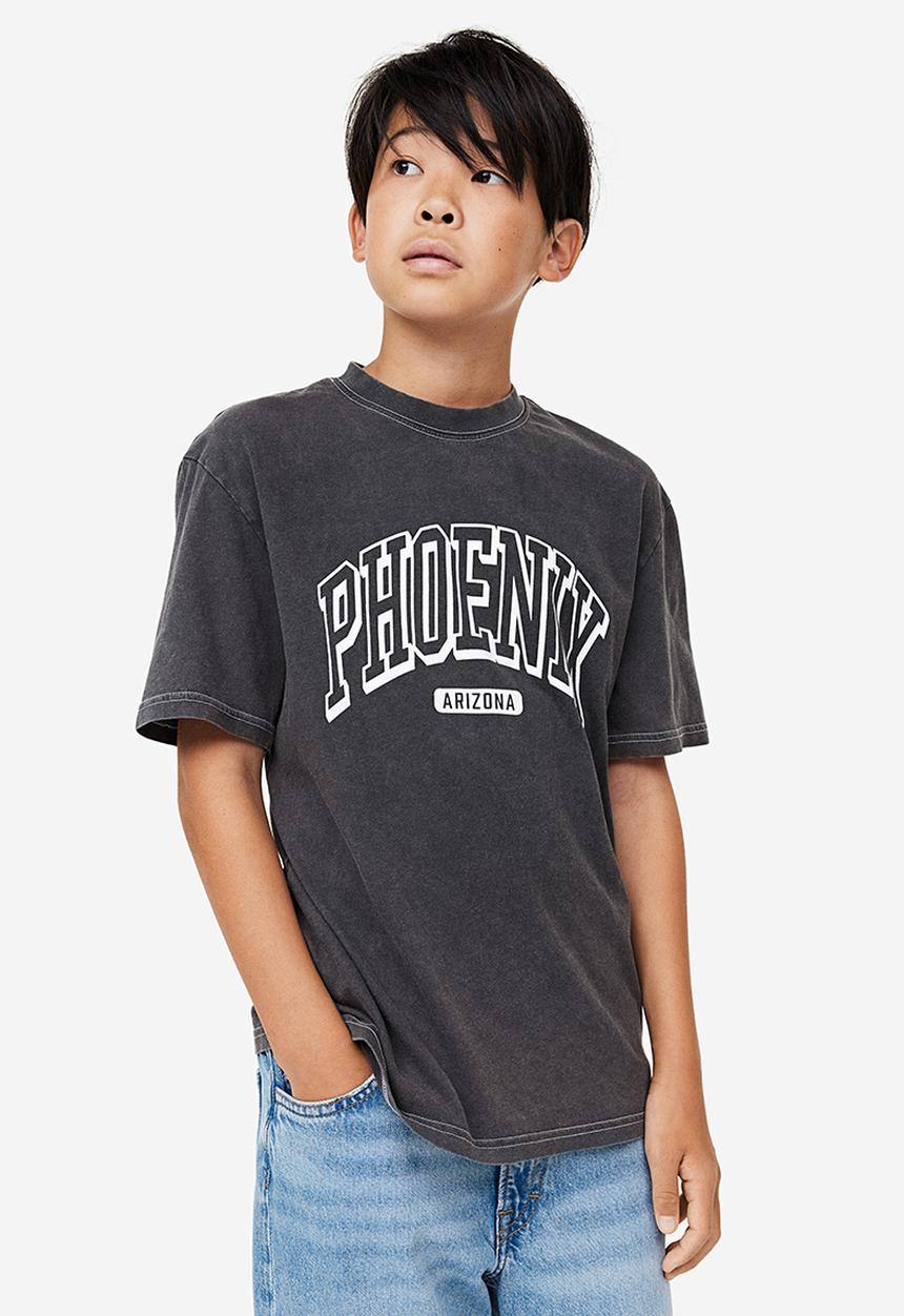 H&M - Printed jersey T-shirt - Dark grey Phoenix