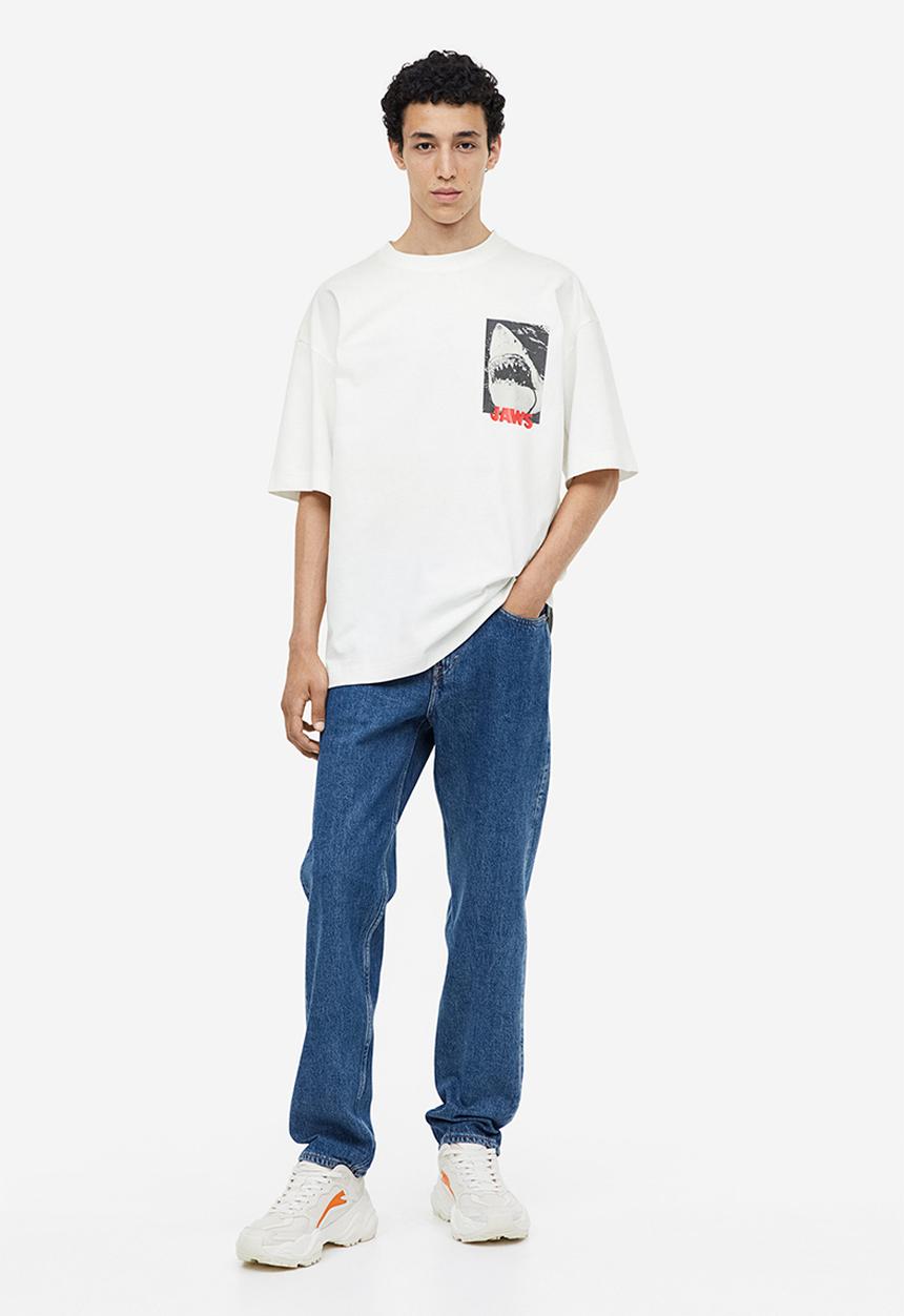 H&M - Oversized fit T-shirt - white jaws