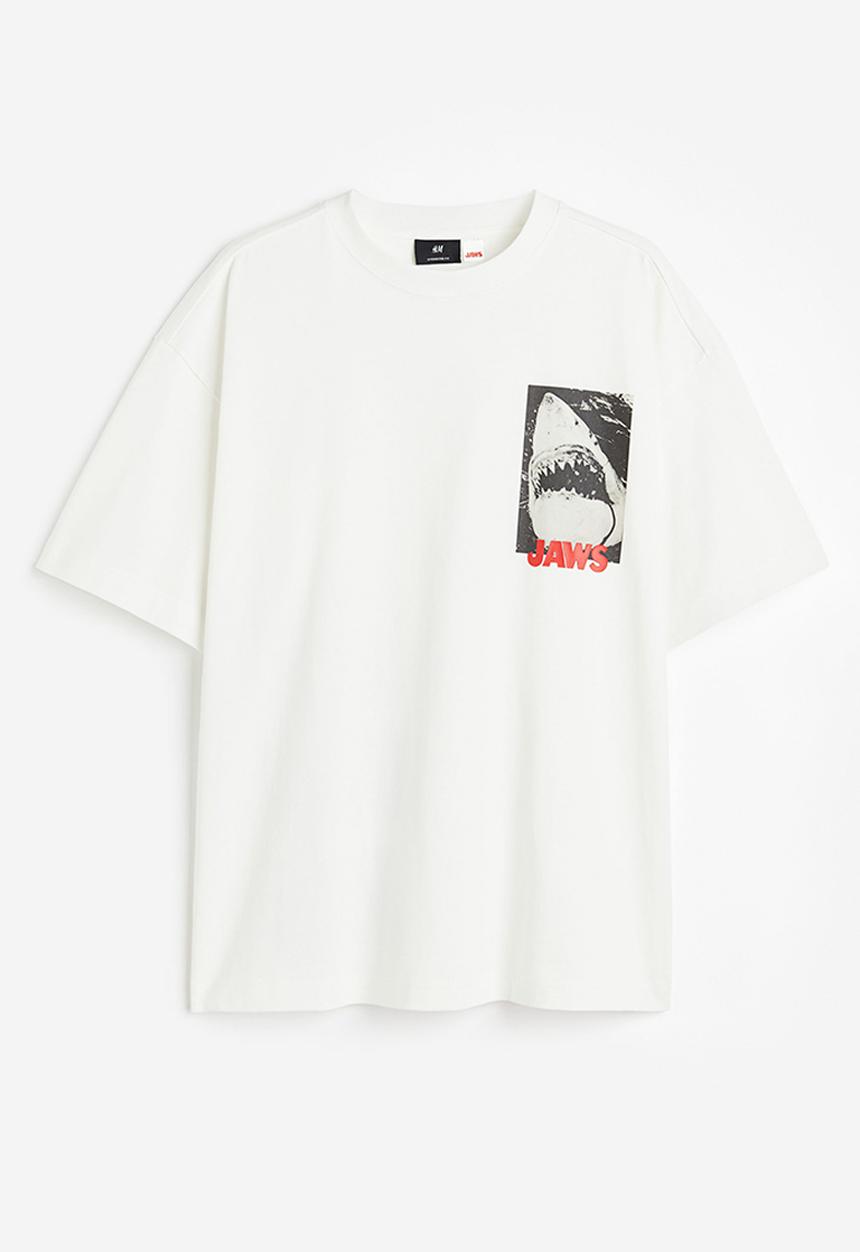 H&M - Oversized fit T-shirt - white jaws