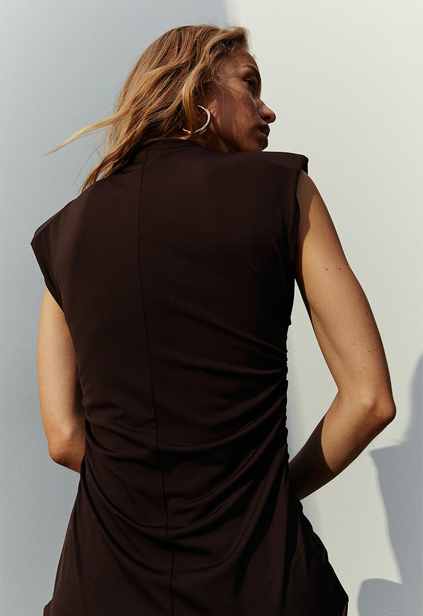 H&M - Draped jersey dress - brown
