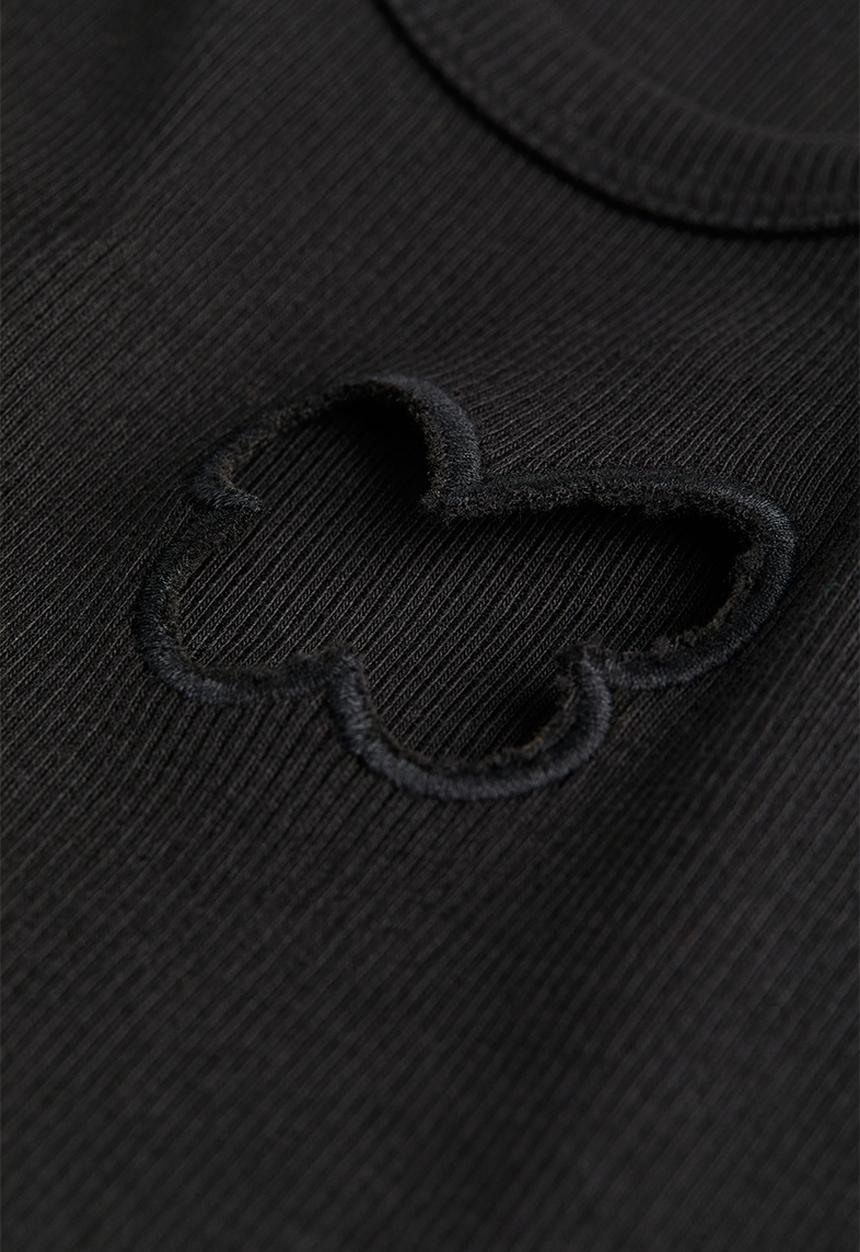 H&M - Ribbed T-shirt - black