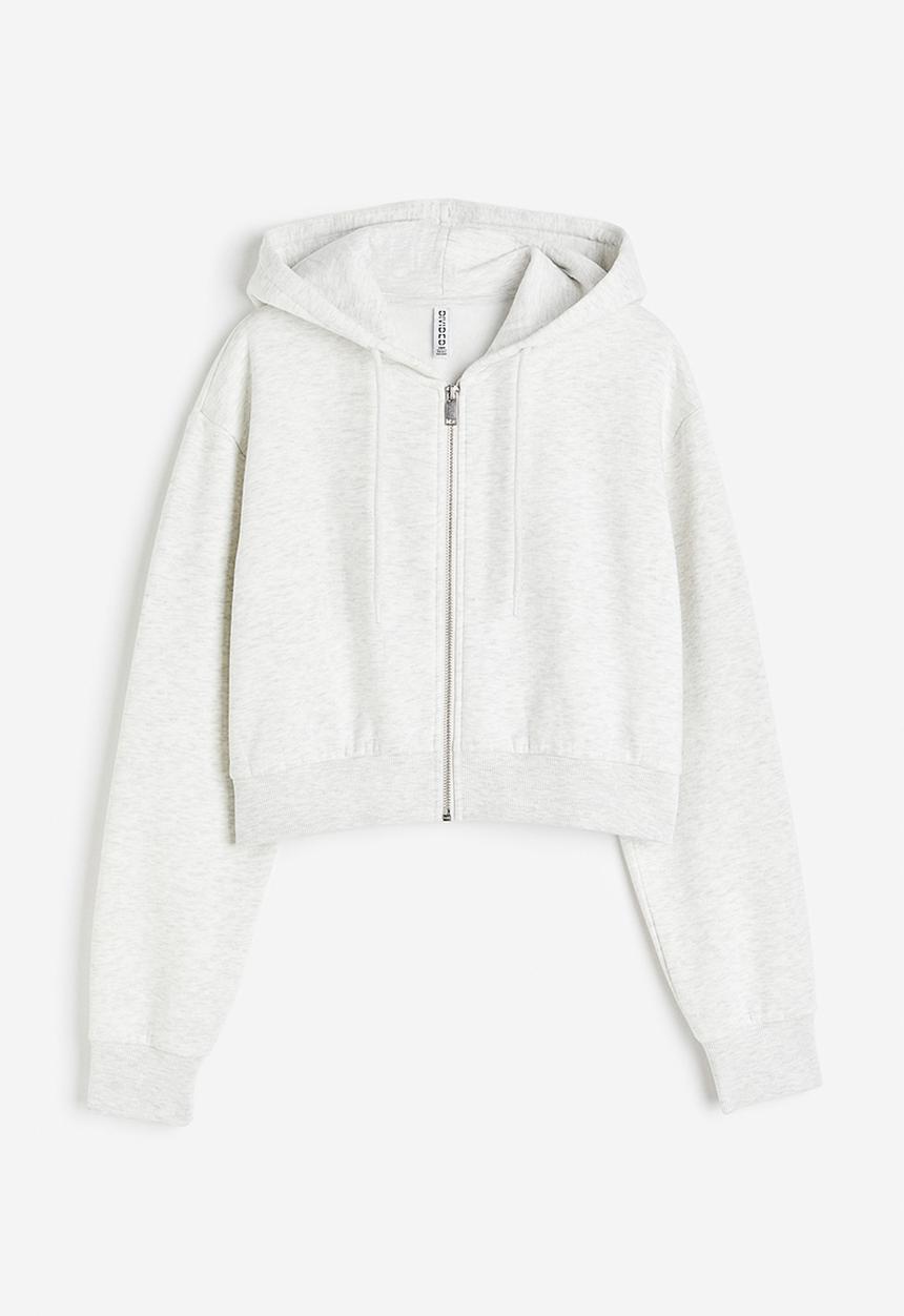 H&M - Cropped zip-through hoodie - grey