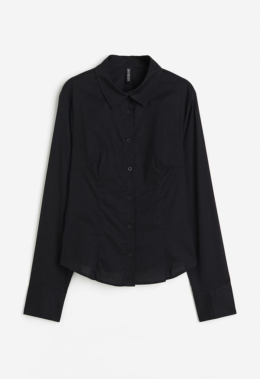 H&M - Fitted poplin shirt - black