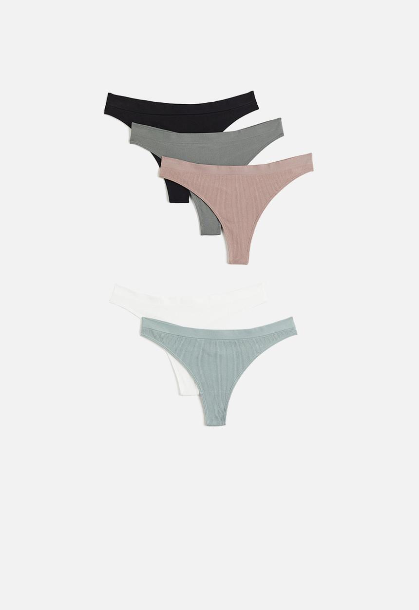 H&M - 5-Pack seamless thong briefs - turquoise green