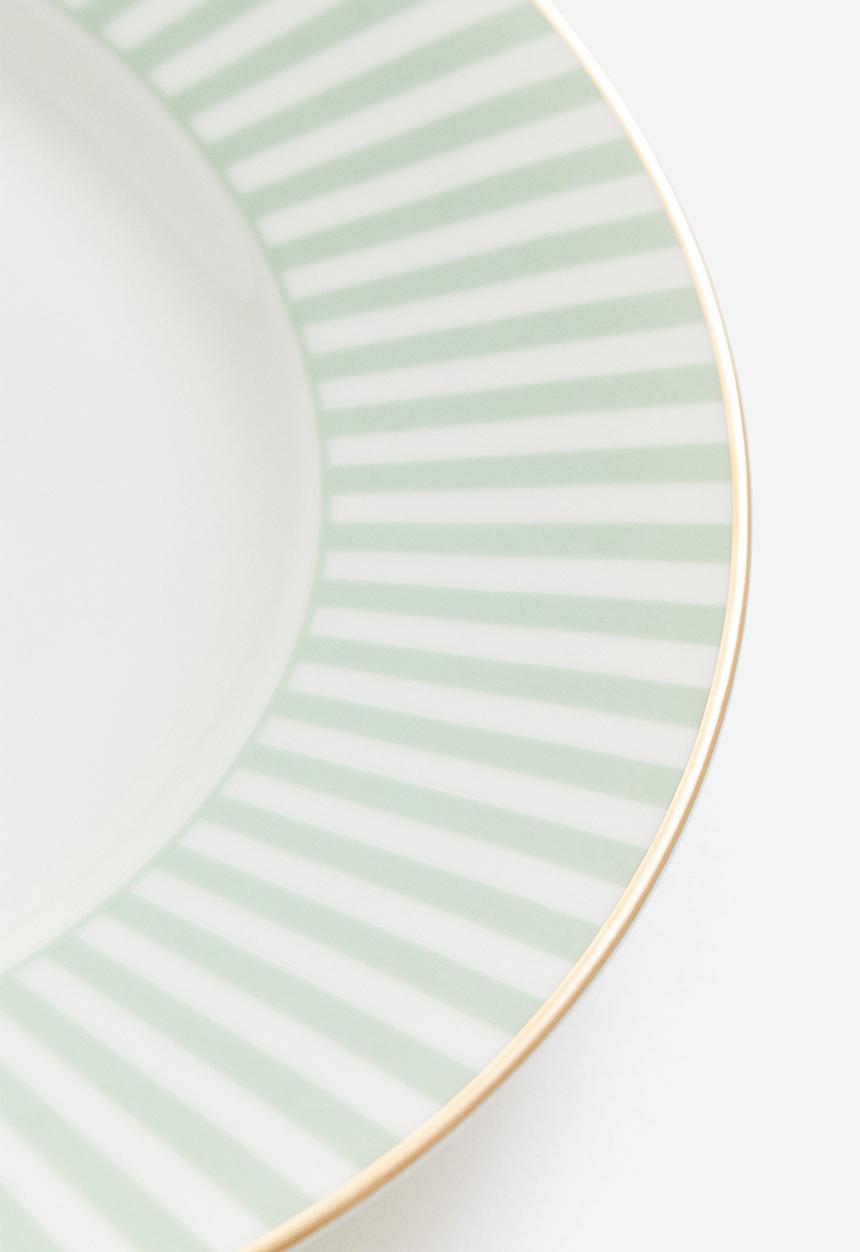 H&M - Porcelain dinner plate - green striped 