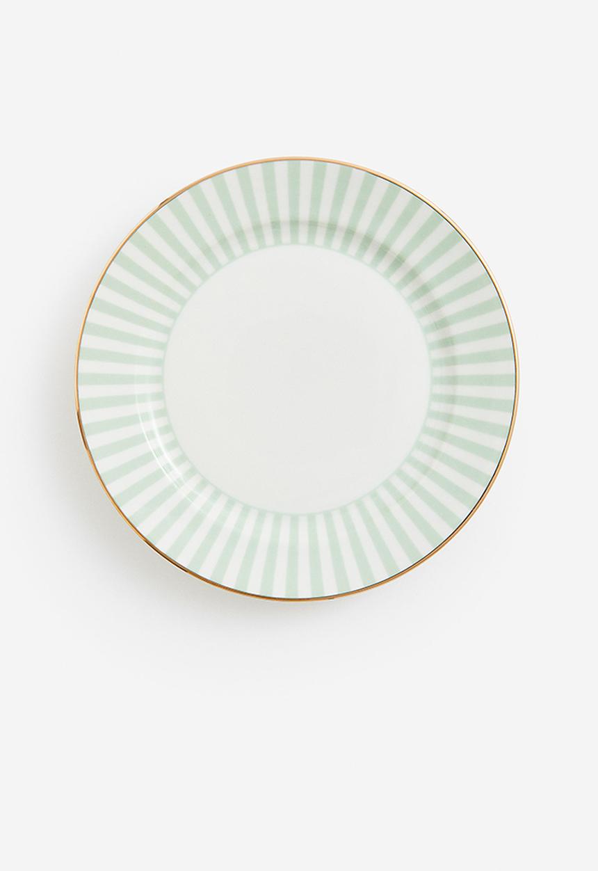 H&M - Porcelain medium plate - green striped