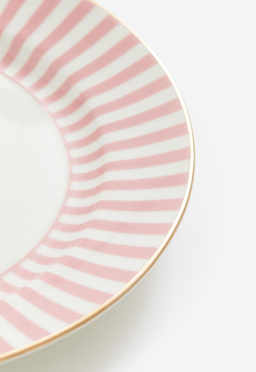 H&M - Porcelain medium plate - pink striped