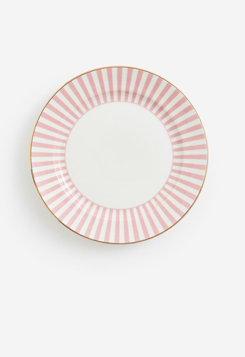 H&M - Porcelain medium plate - pink striped