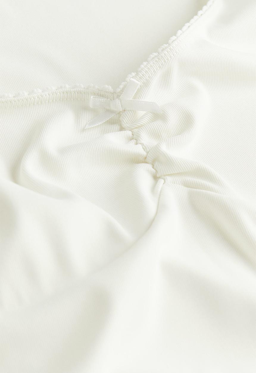 H&M - Flared-skirt ribbed dress - white
