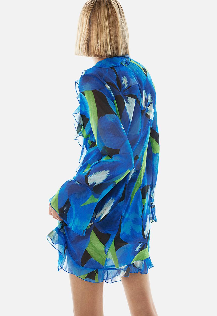 H&M - Flounced chiffon dress - blue