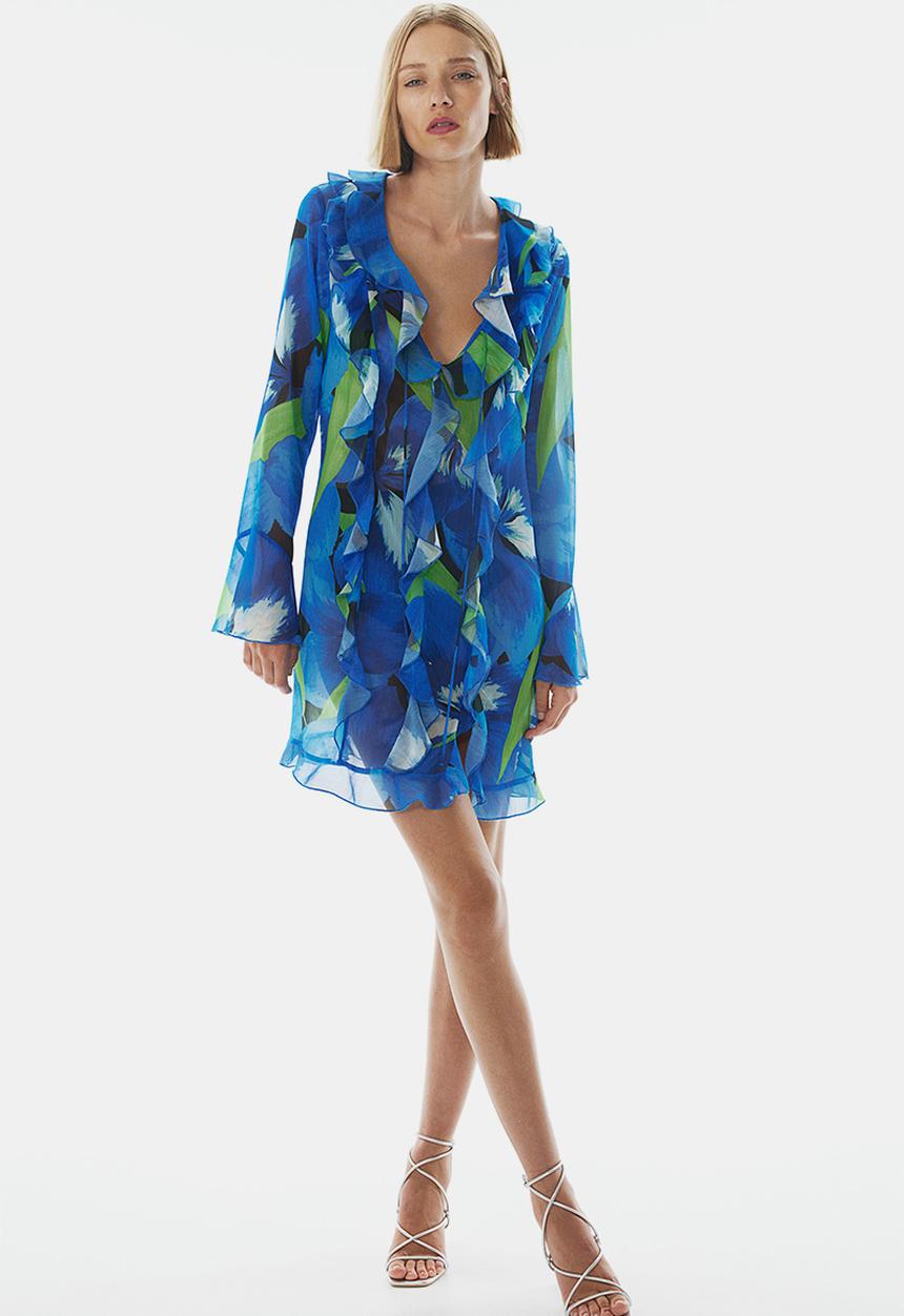 H&M - Flounced chiffon dress - blue