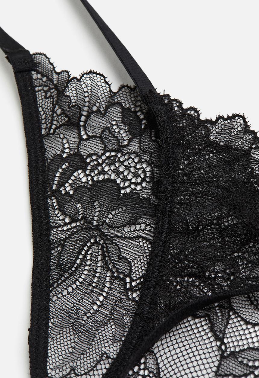 H&M - 3-Pack lace thong briefs - black