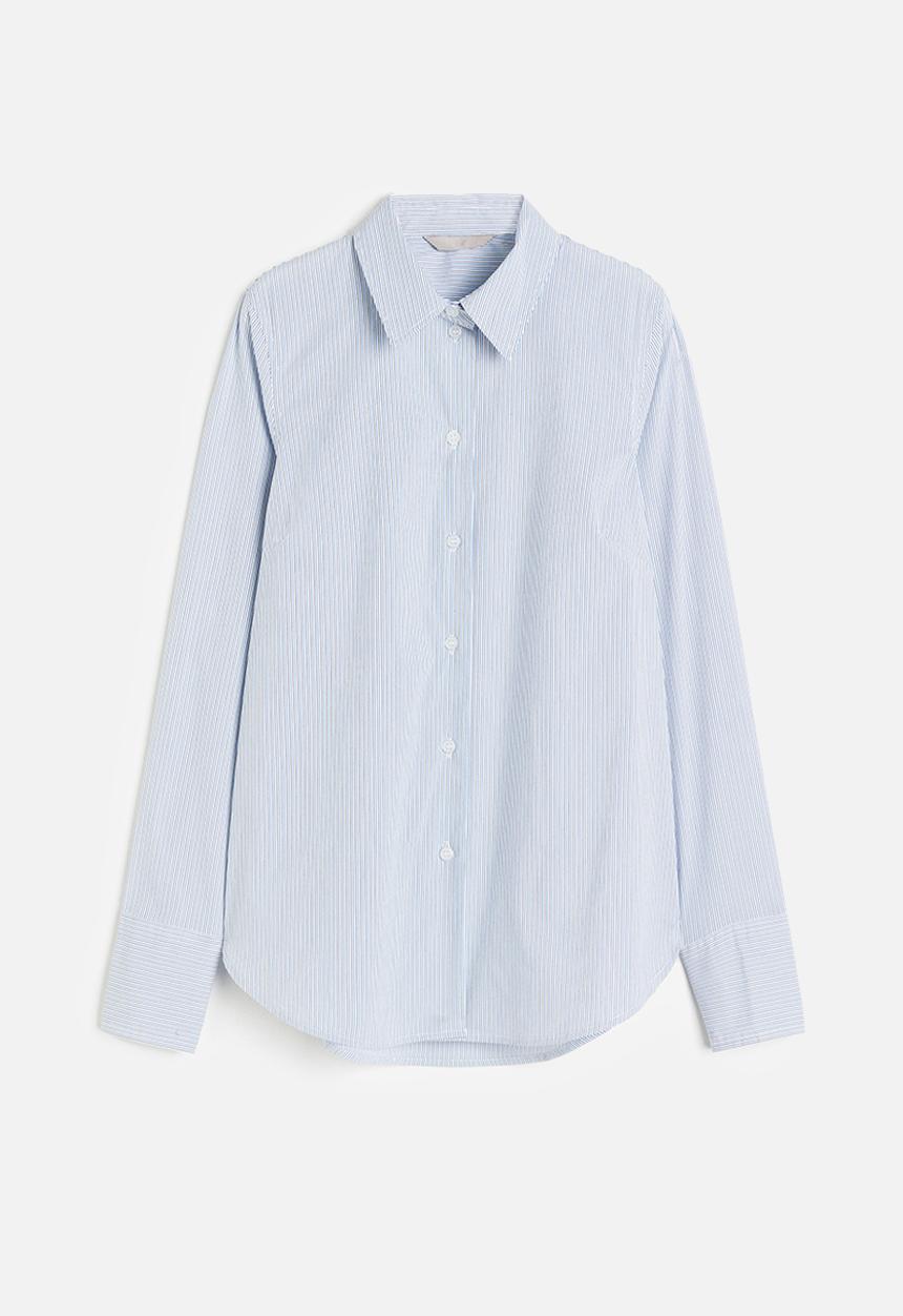 H&M - Cotton-blend shirt - White Blue striped