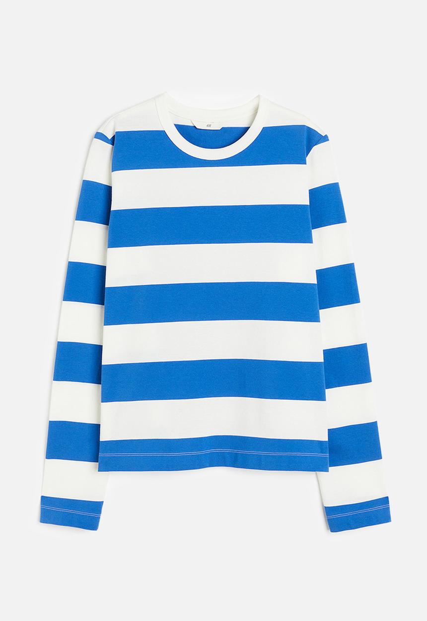 H&M - Cotton jersey top - Blue White striped