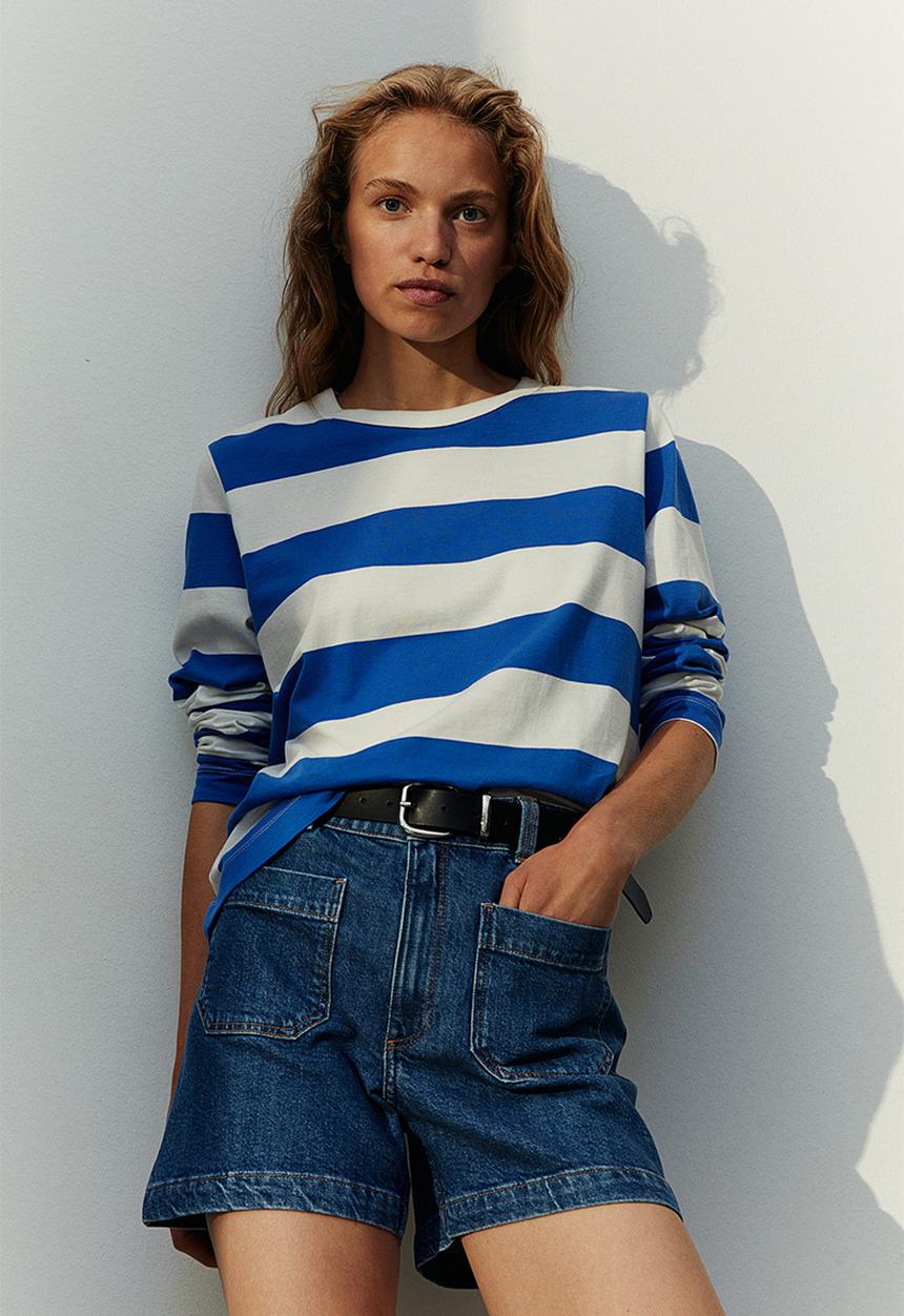 H&M - Cotton jersey top - Blue White striped