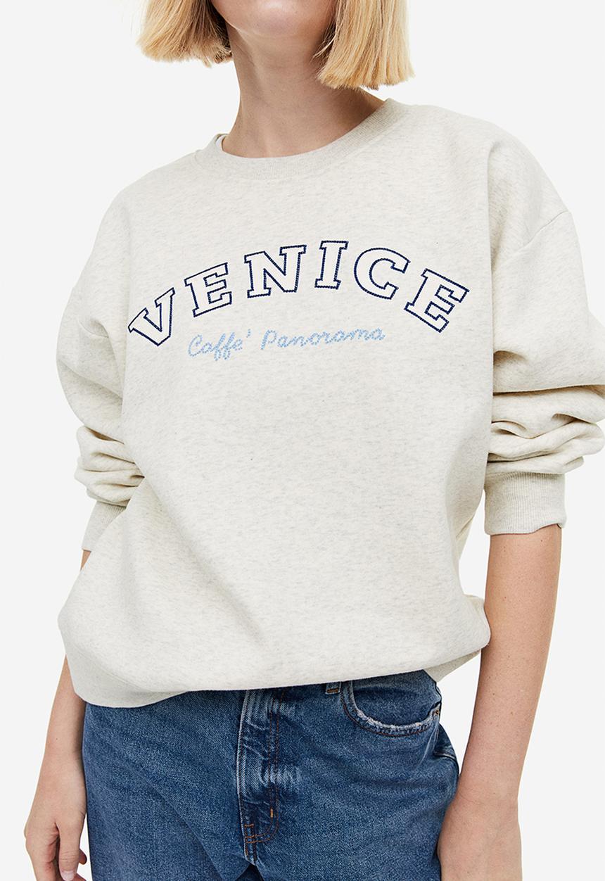 H&M - Crew-neck sweatshirt - Light beige marl Venice