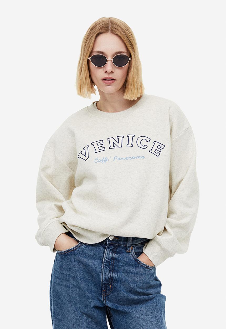 H&M - Crew-neck sweatshirt - Light beige marl Venice