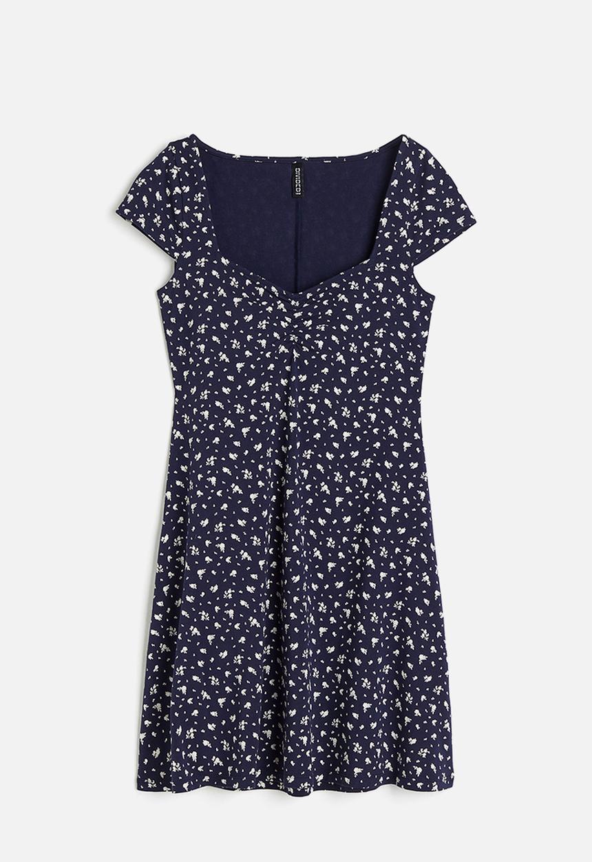 H&M - Cap-sleeved jersey dress - blue floral