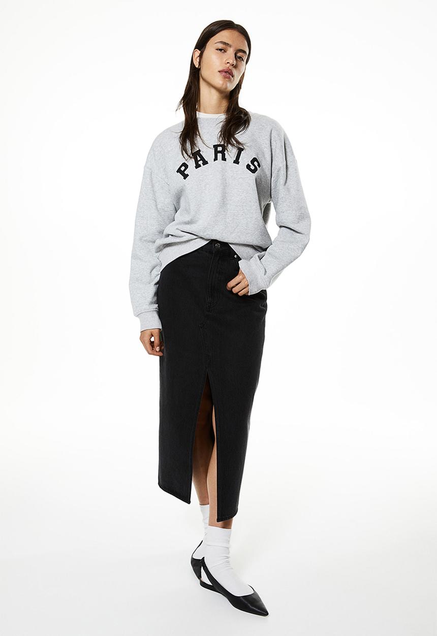 H&M - Crew-neck sweatshirt - Grey marl Paris