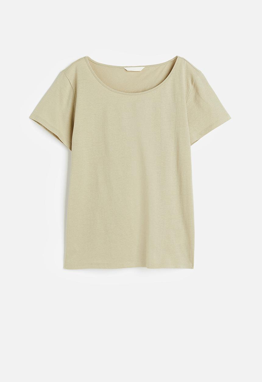 H&M - Cotton T-shirt - Light khaki green