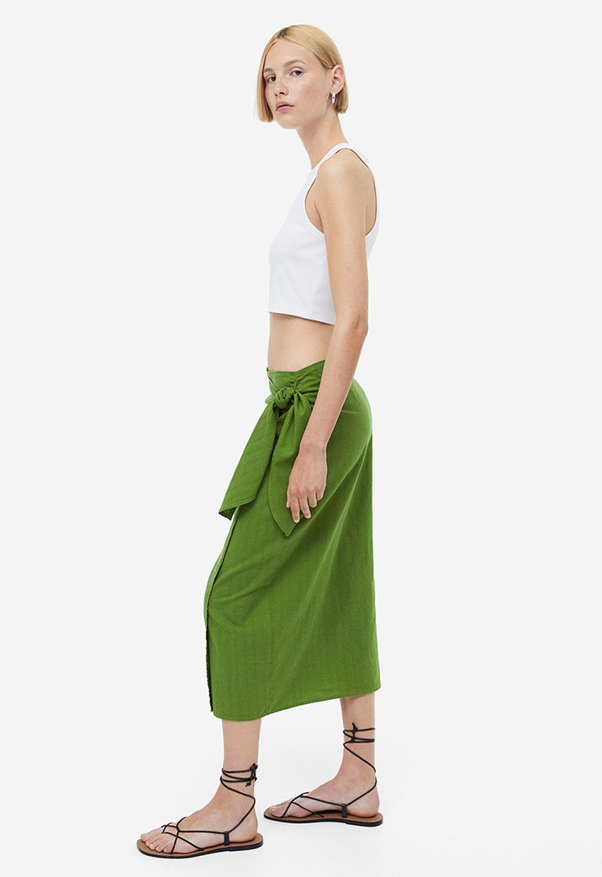 H&M - Cotton wrap skirt - green