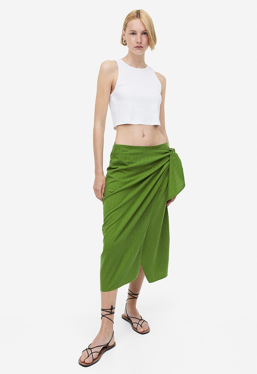 H&M - Cotton wrap skirt - green