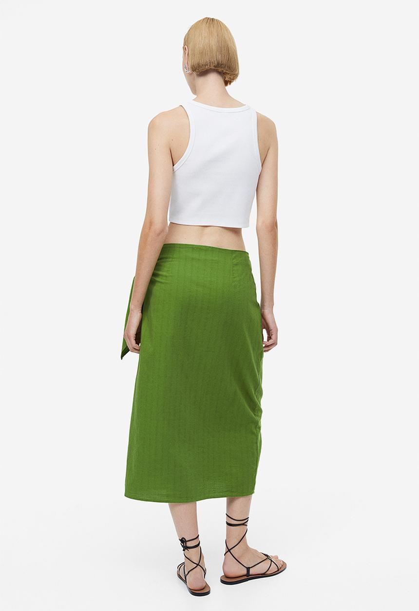 H&M - Cotton wrap skirt - green