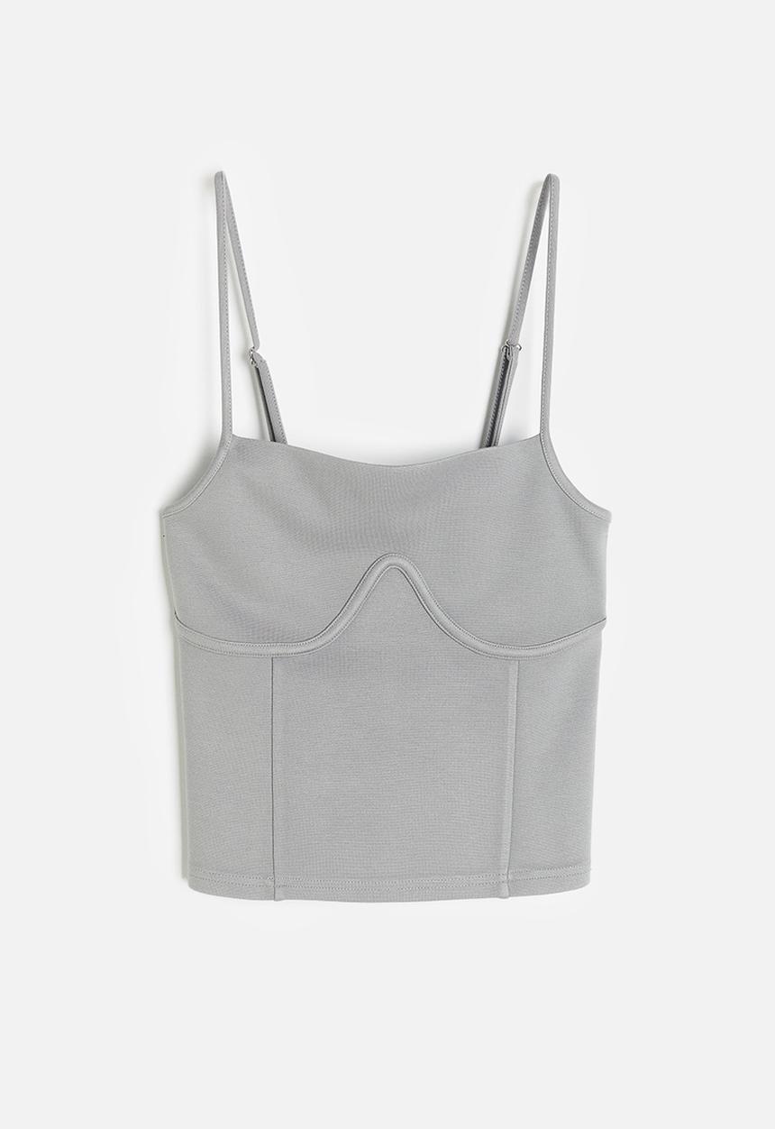 H&M - Corset-style strappy top - light grey