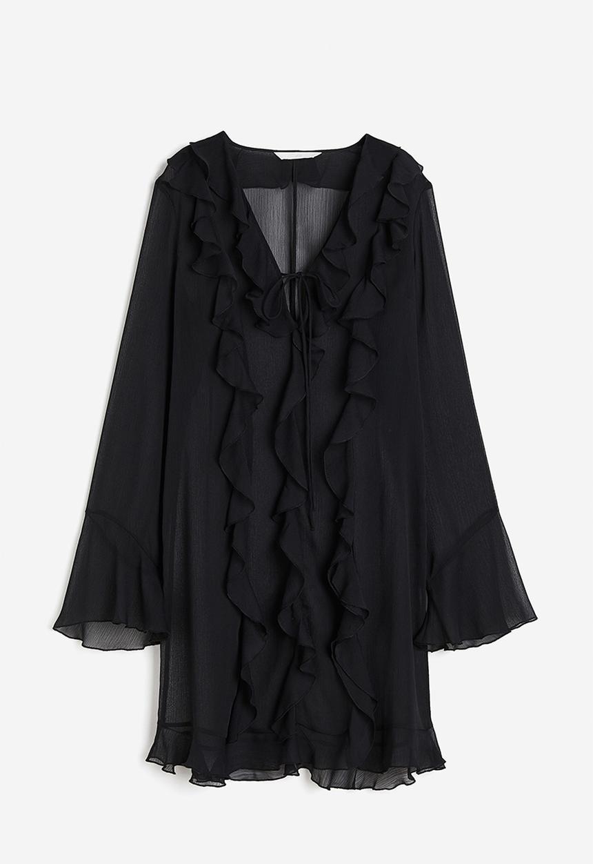 H&M - Flounced chiffon dress - black