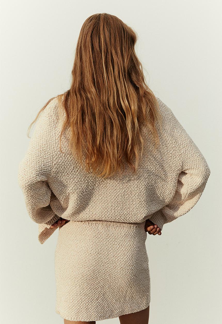 H&M - Glittery textured-knit skirt - beige