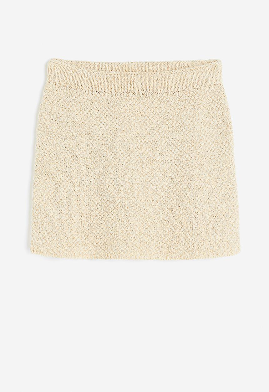 H&M - Glittery textured-knit skirt - beige