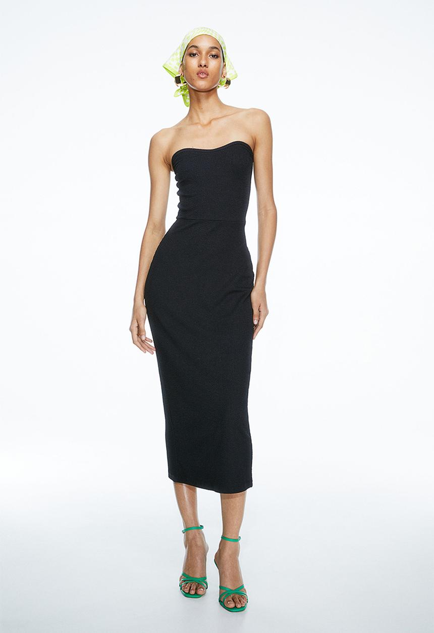 H&M - Crinkled bandeau dress - black