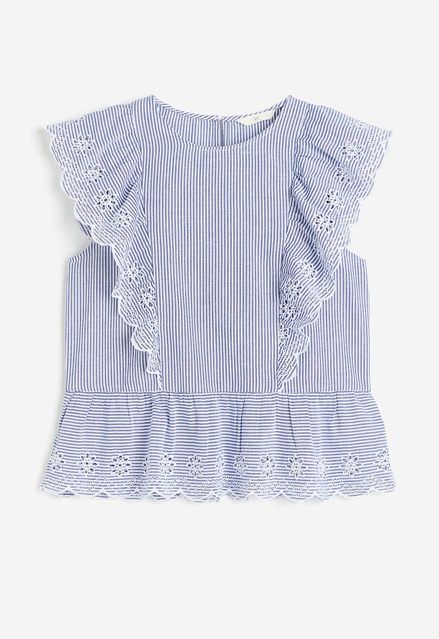 H&M - Frill-trimmed cotton blouse - blue