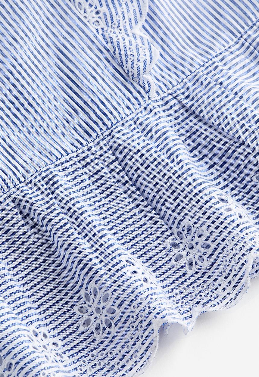 H&M - Frill-trimmed cotton blouse - blue