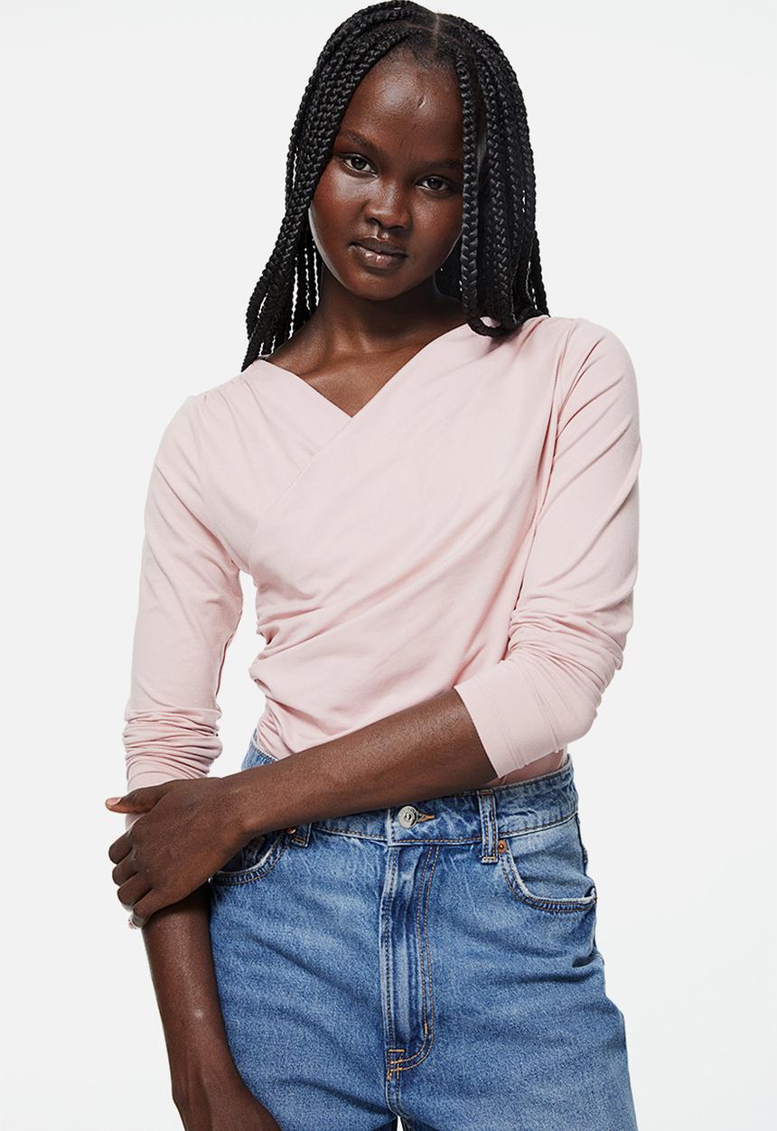 H&M - Jersey wrap top - pink