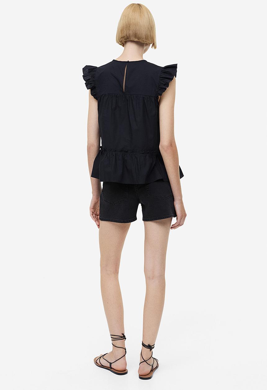 H&M - Flutter-sleeved top - black