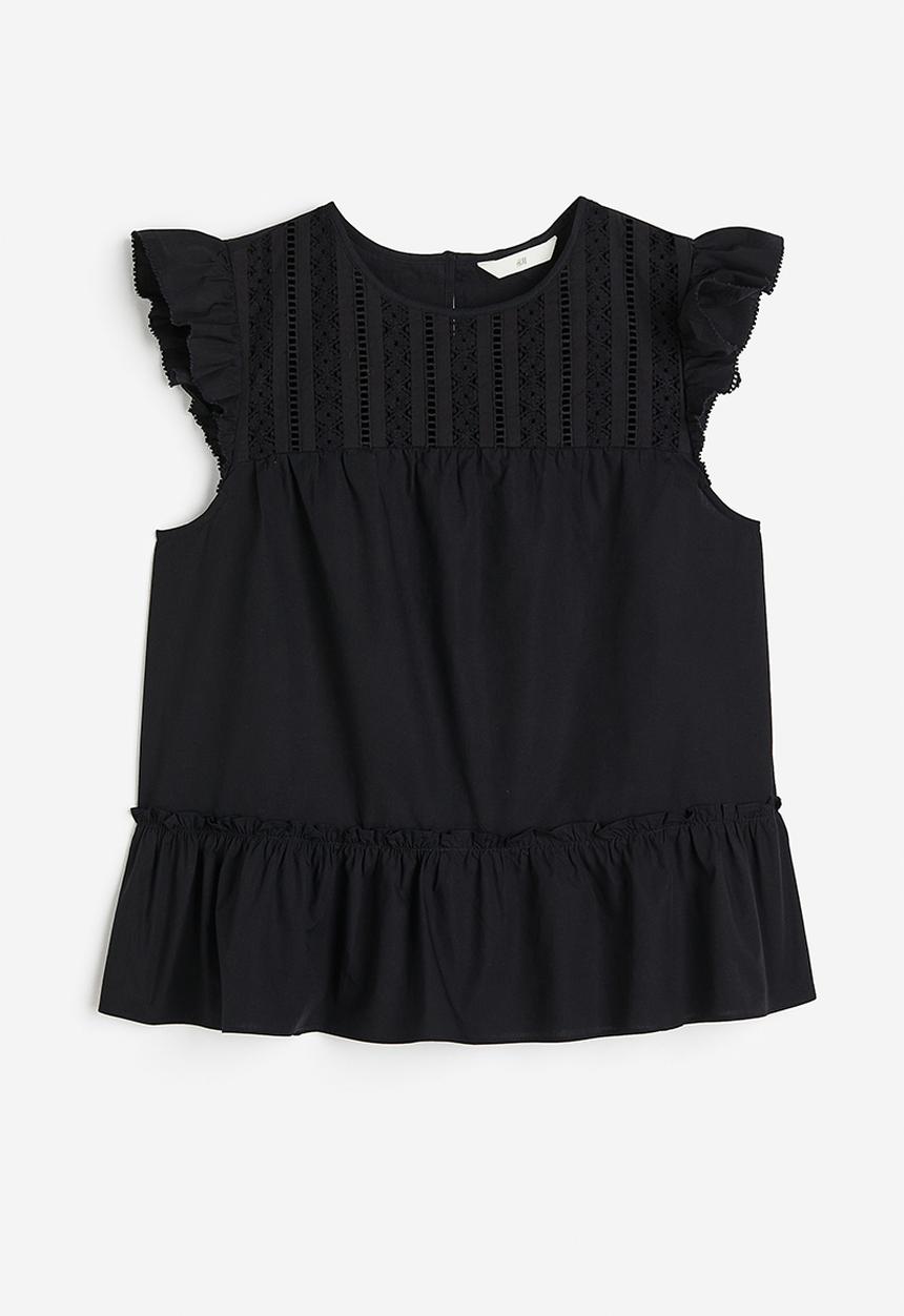 H&M - Flutter-sleeved top - black