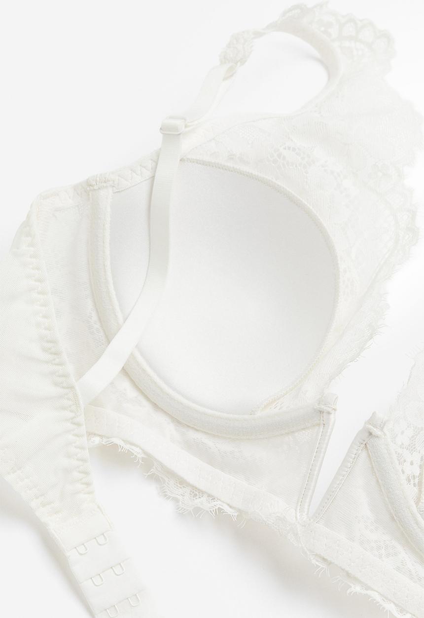 H&M - Padded underwired lace bra - white