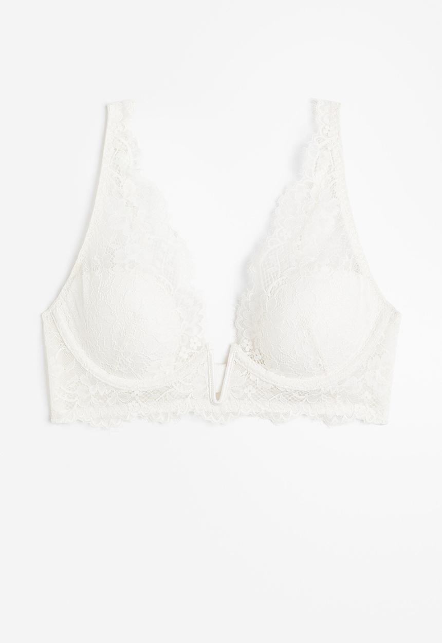 H&M - Padded underwired lace bra - white