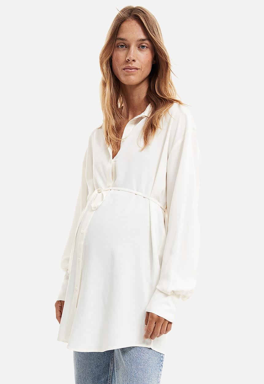 H&M - Mama before & after tie-belt shirt - white