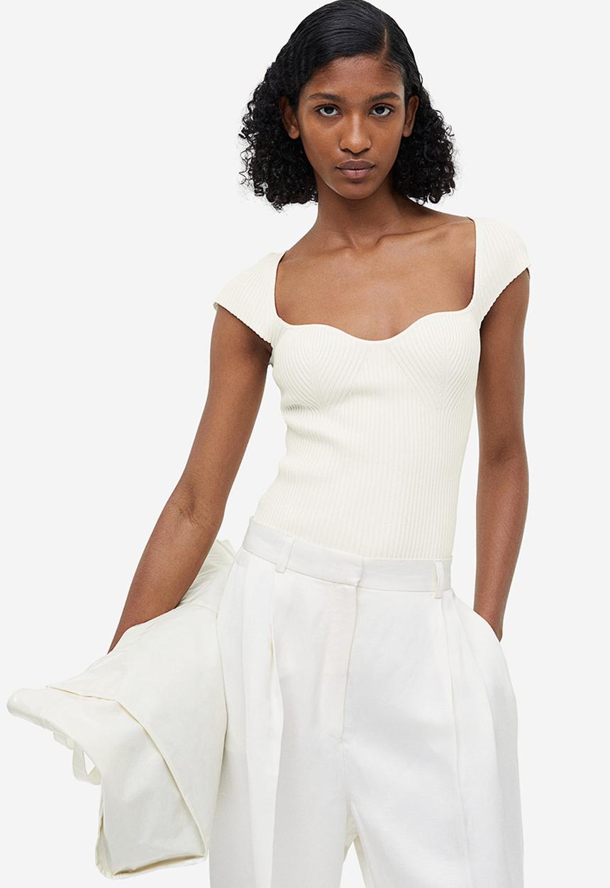 H&M - Rib-knit top - white