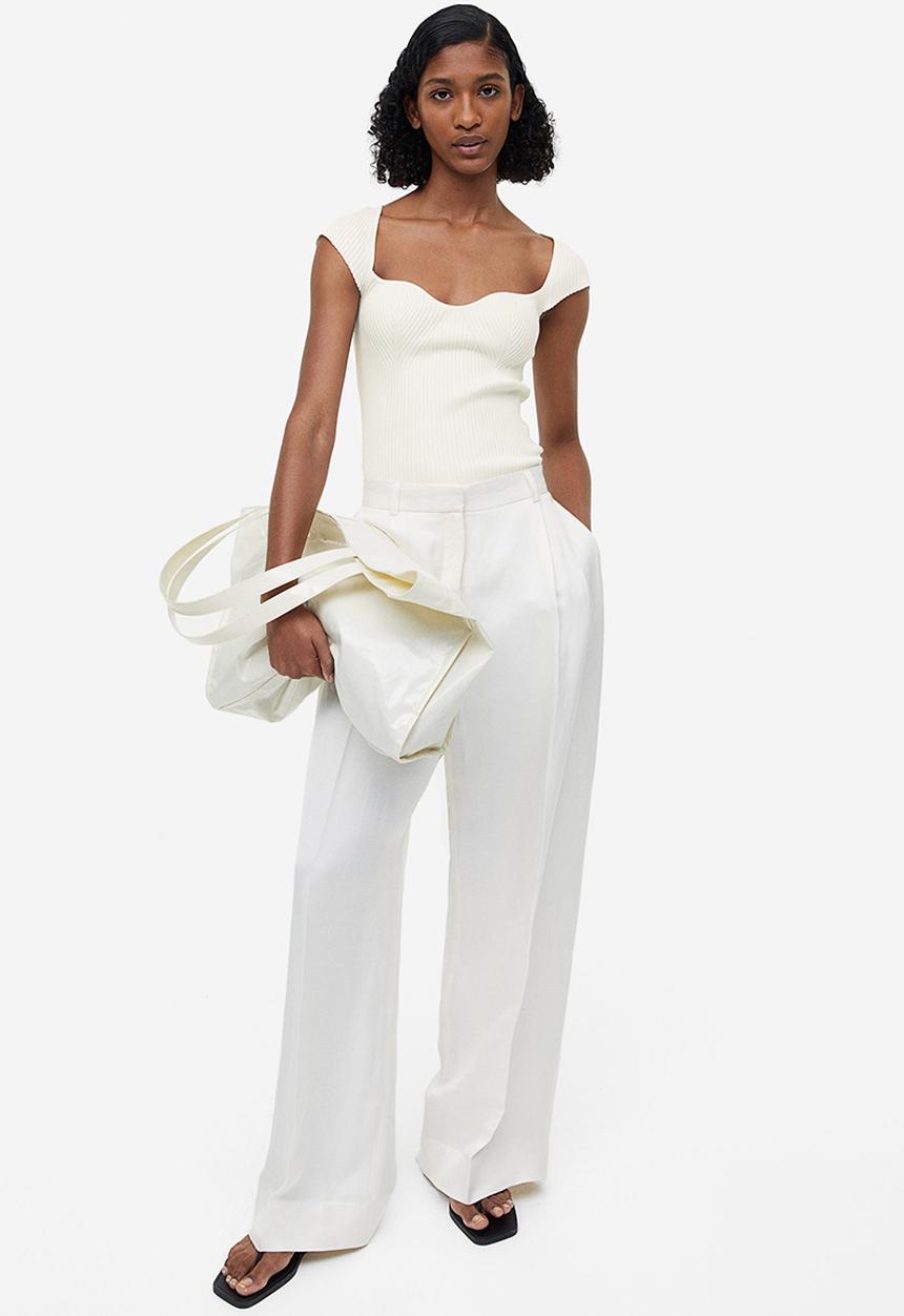 H&M - Rib-knit top - white