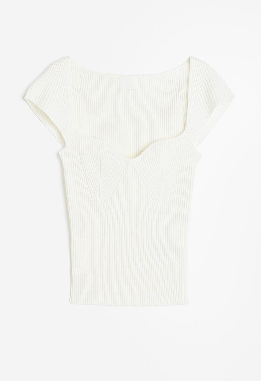 H&M - Rib-knit top - white