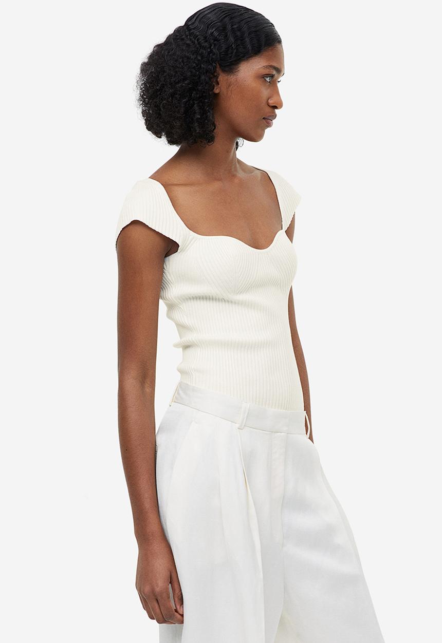 H&M - Rib-knit top - white