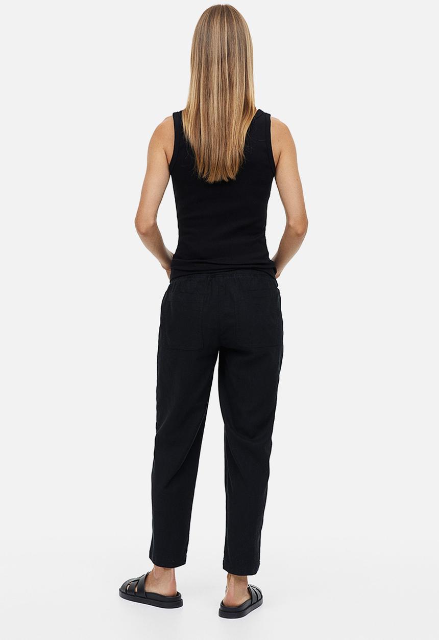 H&M - Mama linen-blend trousers - black